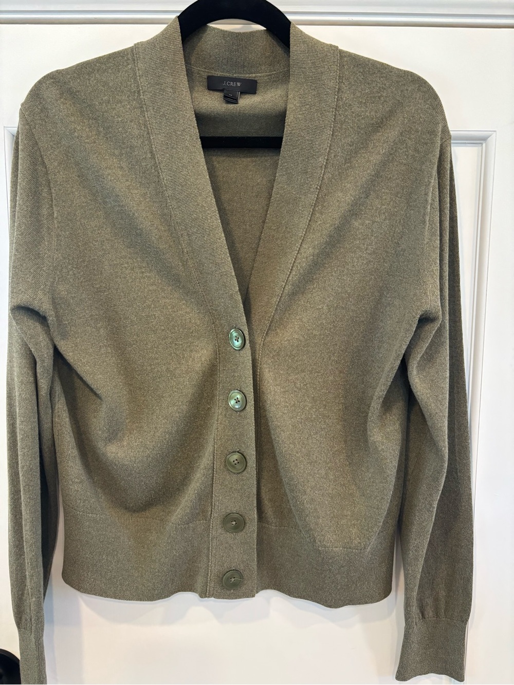 J. Crew Women’s Olive Green V-Neck Crop Cardigan Sweater | Medium